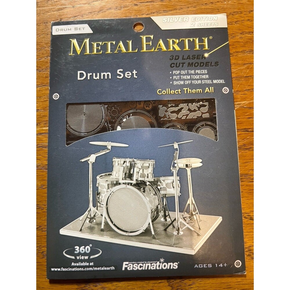 Metal Earth Fascinations DIY Steel Sheet Metal 3D Model Drum Set Puzzle COMPLETE